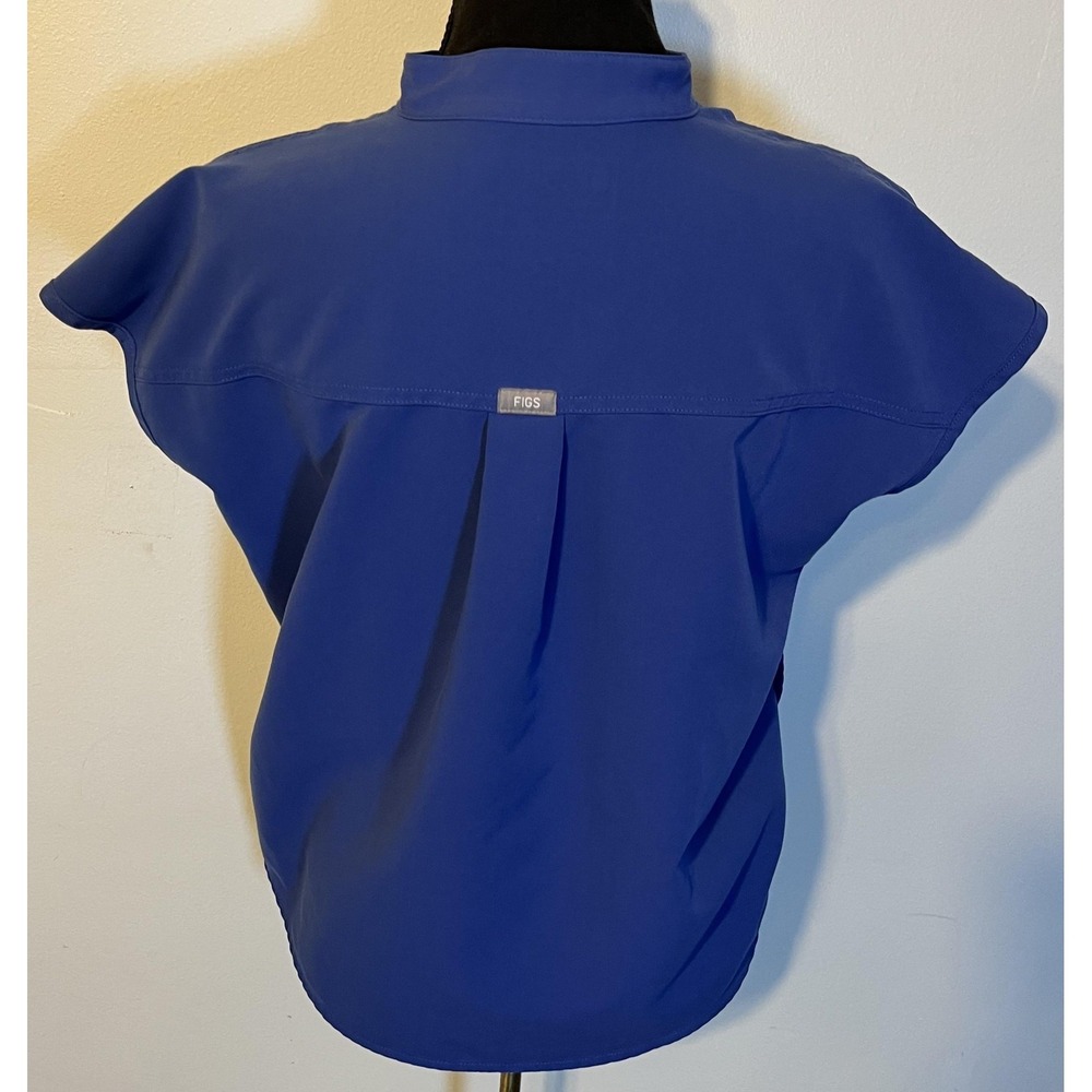 FIGS Scrub Top Womens XXS Blue V Neck Technical Tunic Cap Sleeve Medical - Picture 4 of 8